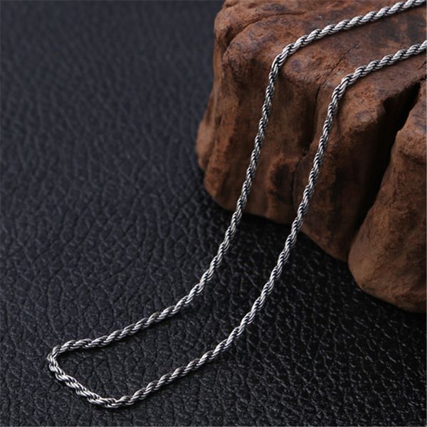 

twisted braided link chain necklaces 1.8mm 925 sterling silver vintage mens necklace handmade designer jewelry acessories gift 45 50 55 60 6