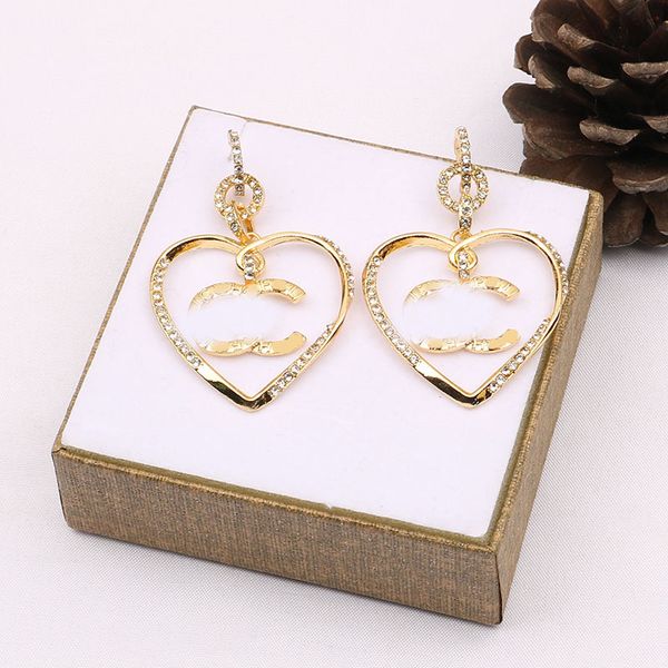 

18k gold plated heart letters stud luxury designer earring geometric women crystal rhinestone pearl ear earrings party jewelry gift, Golden;silver