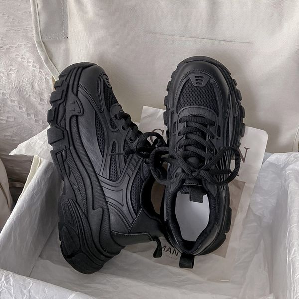 

dress shoes platform for women lace up casual comfortable sports fashion white women s vulcanized 2023 tenis mujer 230321, Black