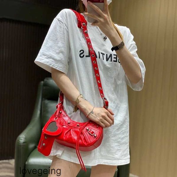 

le cagole bag 2023 designer bags lecagole 23 rivet locomotive 3-in-1 pleated crescent wrap oil wax leather underarm women's