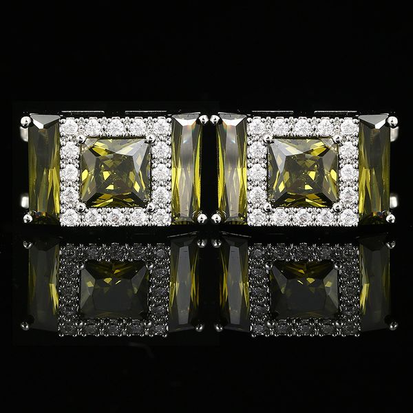 

cuff links luxury quality man cufflink green white crystal cufflinks for business mens shirts buttons french decoration cuffs jewelry gifts, Silver