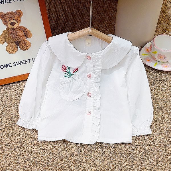 

kids shirts 5 pieces/lot girl's spring blouse 021405 230321, White;black