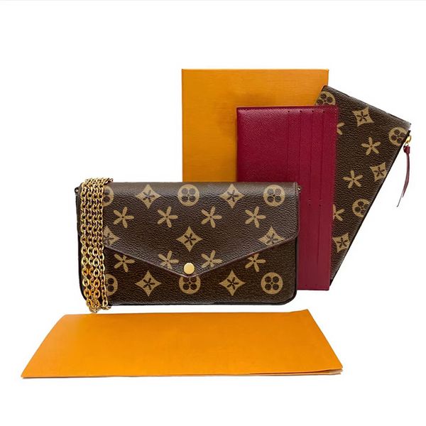 

clutch bags genuine leather 3piece multi felicie pochette chain women m61276 envelope luxury designer louiseity purse handbags cross body em