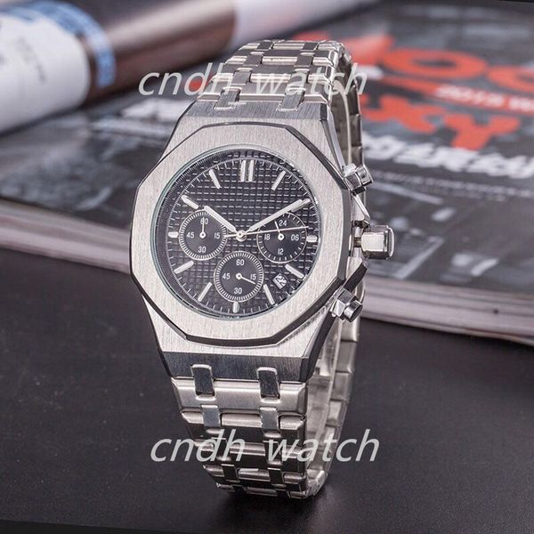 

men's women watch rose gold stanless steel 42mm vk chronograph quartz movement sports men watches c1-66, Slivery;brown