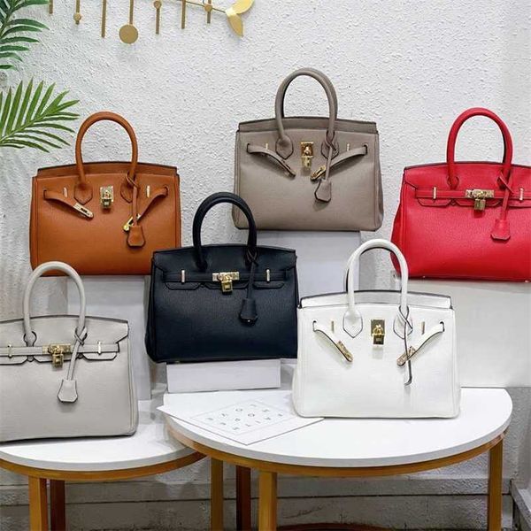 

birkin bags fashion women new litchi pattern 30cm texture women's single shoulder hand messenger large capacity ayw