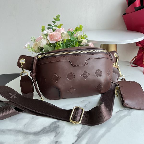 

men waist bag cross body chest bags fanny pack bumbag embossing flowers famous soft leather luxurys designers women printing bags handbags d