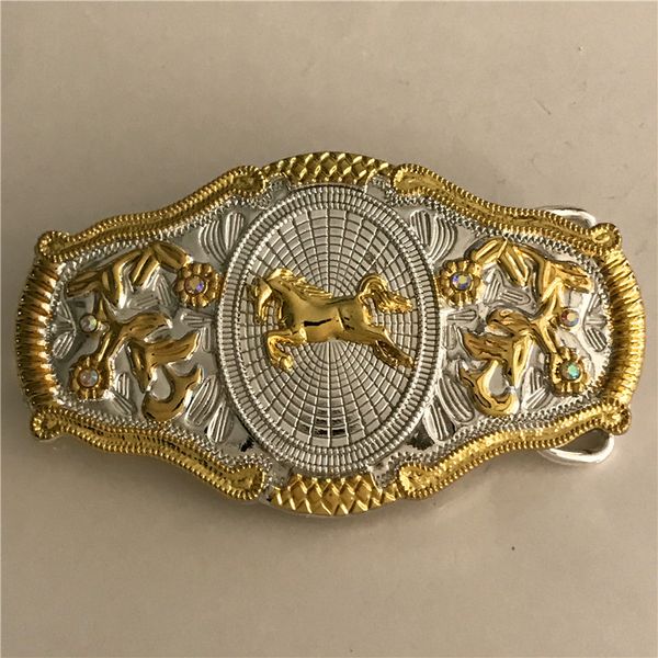 

golden pattern horse western cowboy belt buckles for fashion men belts accessories, Slivery;black