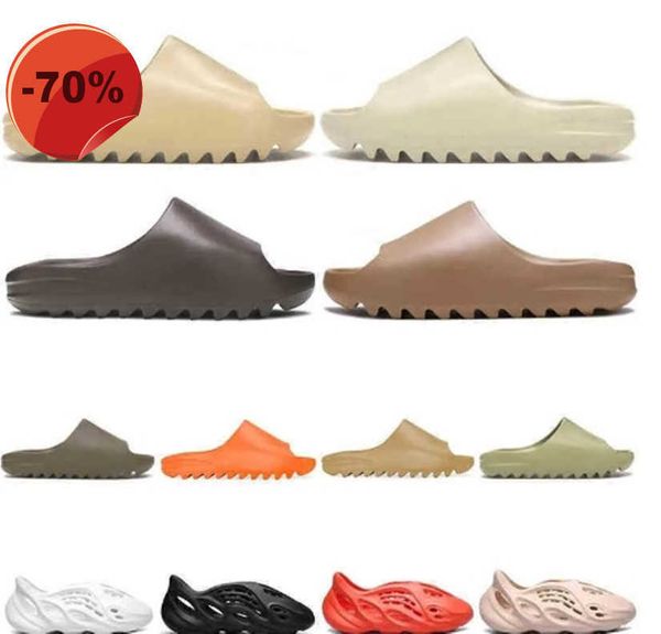 

yeesys slippers slide kanyes shoes graffiti west slides bone resin desert sand rubber slippers summer brown flat men women beach foam size, Black