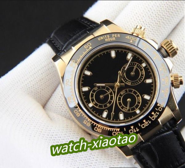 

mens classic watches 40mm black dial automatic watch mechanical leather strap sapphire watche model folding waterproof luxury wristwatch, Slivery;brown
