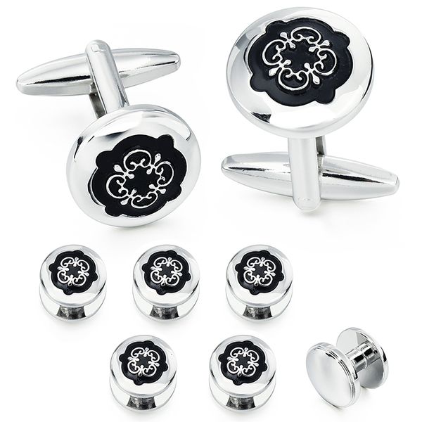 

cuff links hawson black cufflinks tuxedo studs set for men 2 pcs with 6 pieces in gift box 230320, Silver