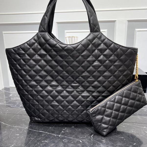 

10a tier mirror quality maxi shopping bag real leather lambskin quilted tote luxury designer women black purse shoulder gold chain bags fald