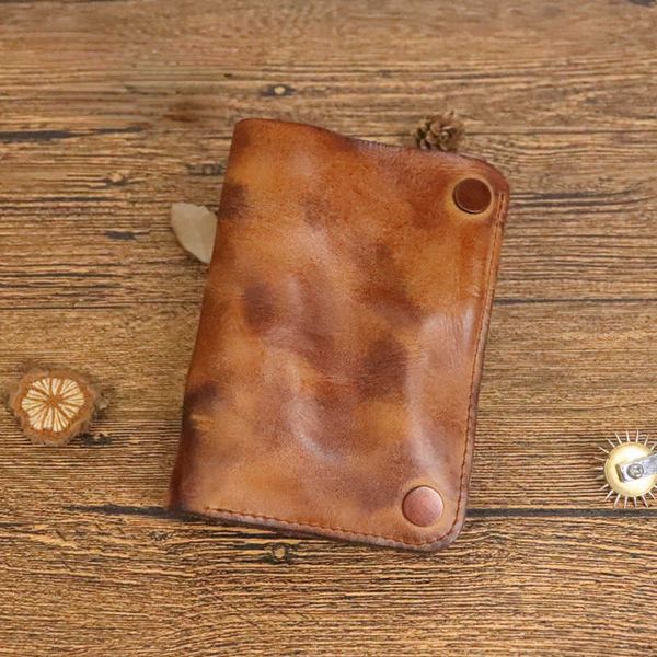 

hand leather wallet layer leather multi card bag wrinkled wallet, Red;black