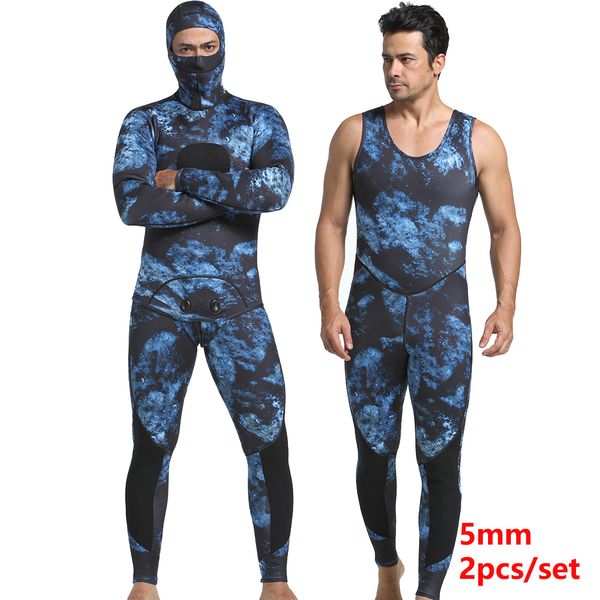 

wetsuits drysuits wetsuit men 5mm neoprene spearfishing scuba diving suit camouflage 2pieces keep warm fishing suit surfers with chloroprene