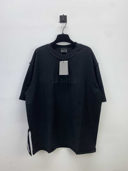 

plush t shirt designer luxury coats balciga edition b mirror reverse letter embroidery tshirt custom woven and dyed fabric os drop shoulder, Black