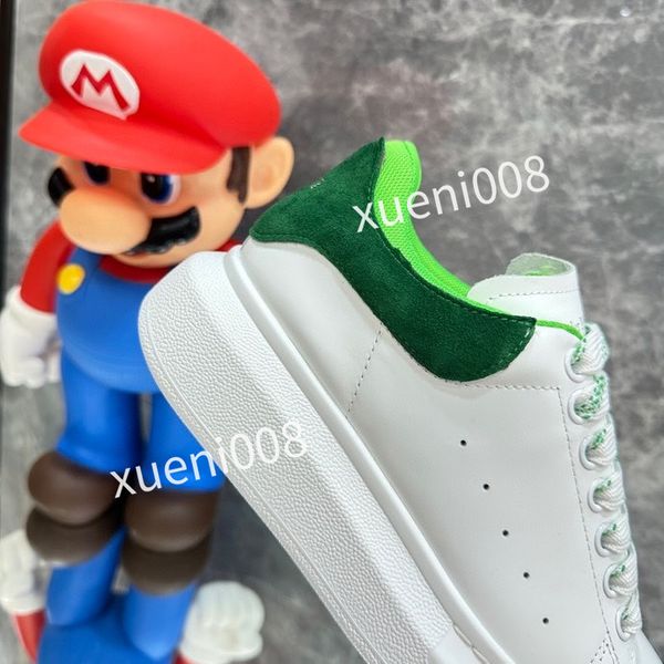 

2023new fashion designer men casual shoes triple white black trim velvet upper brown leather metallic silver metallic gold laser blue mens w, Red;white