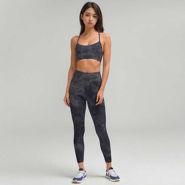 

lu-010 yoga set tie dyed printed sports bra legging women's tights gym clothes tank pants underwear jogging suits sale