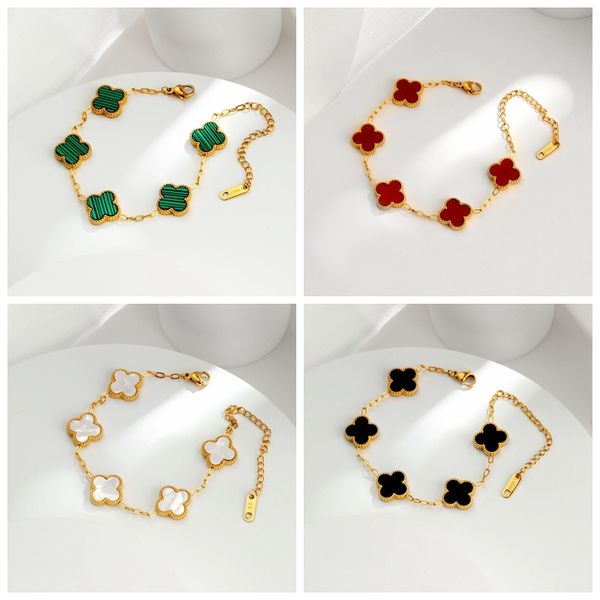 

classic brand double side clover charm bracelet jewelry for women, Golden;silver