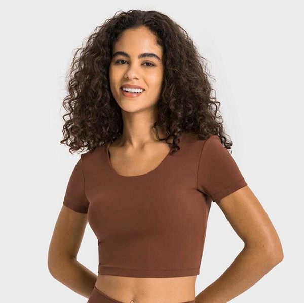 

lulu t-shirt yoga sports short sleeve shirts fashion versatile slim shirts running fitness gym clothes women summer tee