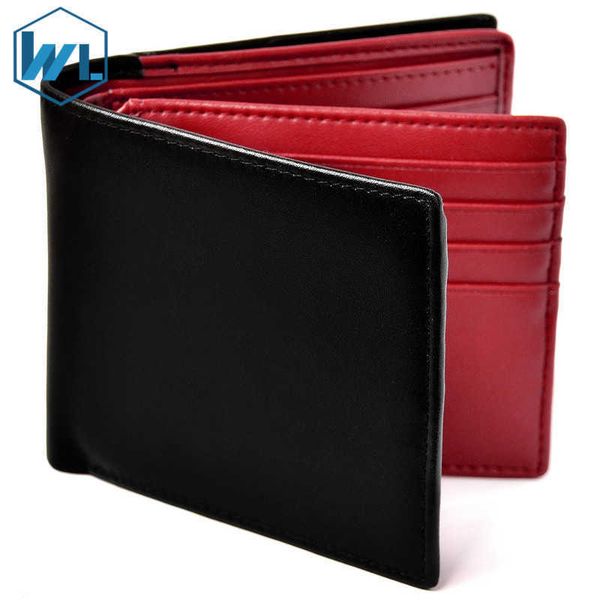 

large capacity simple money bag burglar proof men's cowhide wallet short genuine leather wallet men, Red;black
