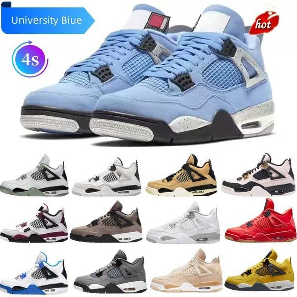 

2023 2023 j4 mens 4 high og basketball shoes 4s university blue silver royal toe black metallic gold unc patent dark mochamen mid smoke