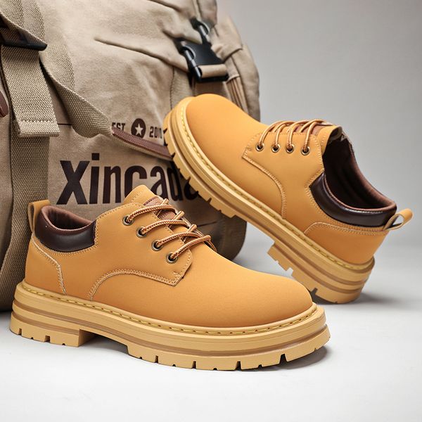 

dress shoes man breathable casual for men leather tooling shoe fashion ankle boots winter moccasins outdoor platform oxfords 230320, Black