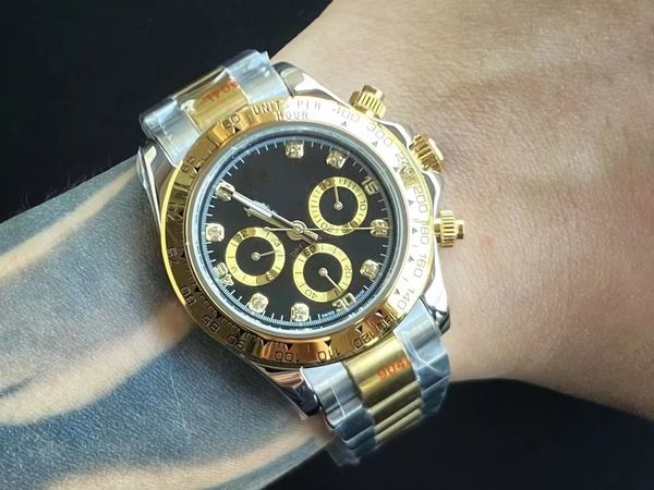 

with original box watch 40mm 116503 116509 116523 sapphire 18k yellow gold no chronograph mechanical automatic mens watches 2023, Slivery;brown