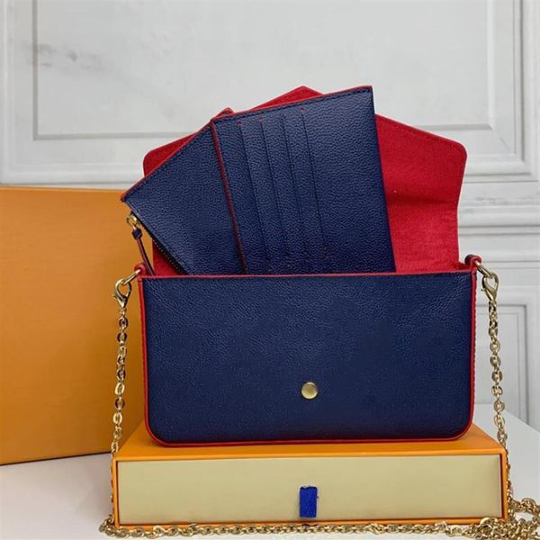 

luxurys designers bags purse woman fashion embossing leather pochette felicie chain crossbody shoulder bag with box dustbag origin204s