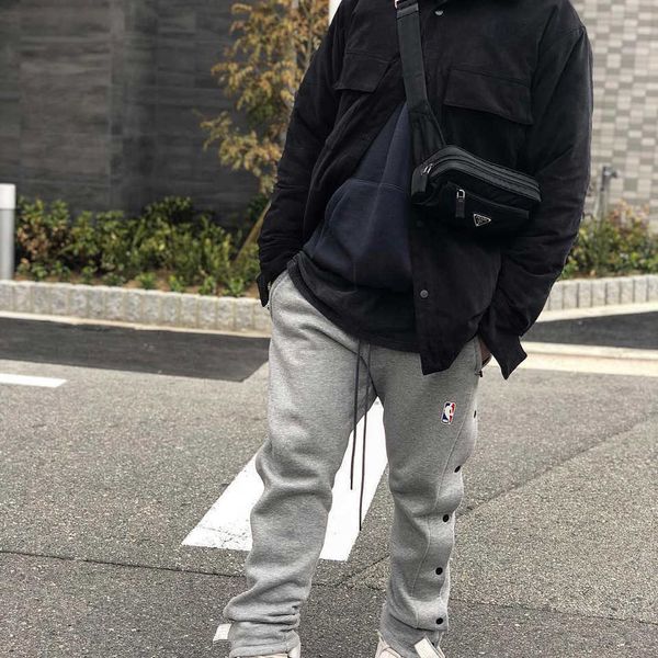 

designe essentials mens pants correct version high street fog co branded air guards 2nd generation buttons sports casual breasted fashion, Black