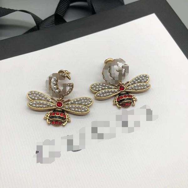 

designer stud earrings brass material 18k gold needles anti-allergic bee luxury brand earring ladies weddings parties gifts exquisite jewelr, Golden;silver