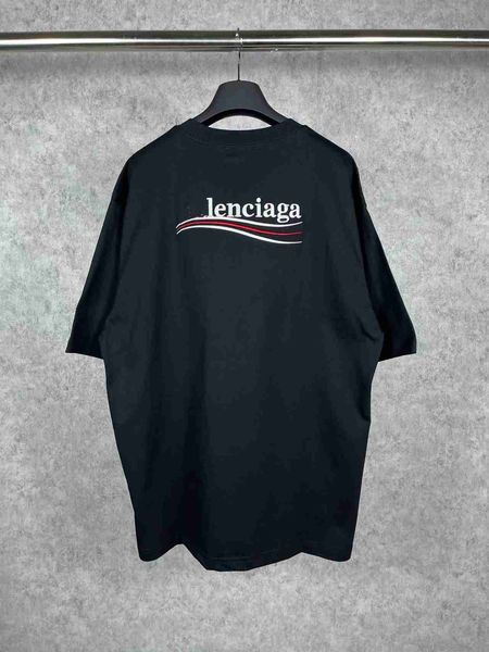 

plush t shirt designer luxury coats balciga correct version fashion rand paris quality b letter coke wave embroidery short sleeve tshirt for, Black