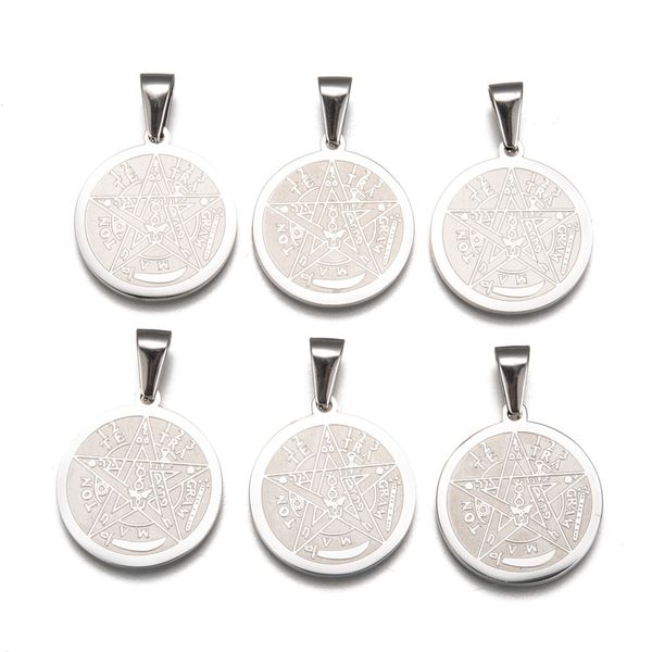 

charms 10pcs stainless steel tetragrammaton pentagram mon wiccan pagen pentacle pendants for necklace amulet jewelry making 230320, Bronze;silver