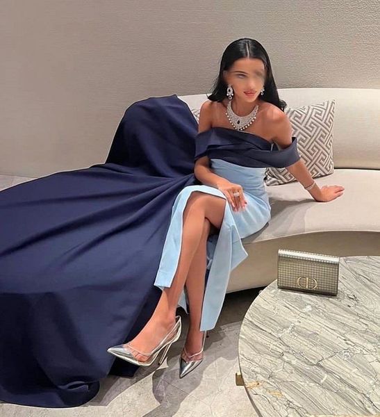 

party dresses elegant satin robe de off shoulder short sleeves evening gown sheath custom made formal dress simple prom 230320, White;black