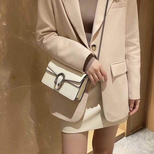 

designer bags cjleather chain snakehead square leather one shoulder women's