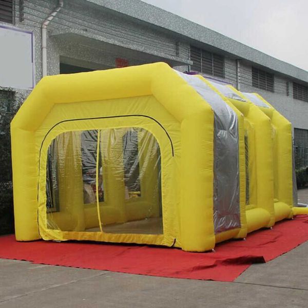 

8x4x3m grey/white/blue/yellow/purple inflatable spray paint baking booth giant car painting room cabin tent for sale