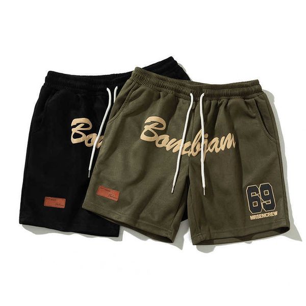 

men's shorts chaopai high street letter foaming straight tube wide leg shorts men's summer oversize sports quarter pants, White;black