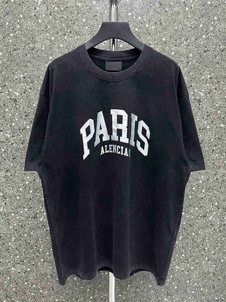 

plush t shirt designer luxury coats balciga paris edition b city limited paris alphabet print loose os version tshirt short sleeve 57tsd, Black