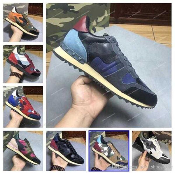 

fashion stud camouflage sneakers new shoes footwear men women flats rockrunner trainers casual shoes sneakers valentinoe''valentin, Black