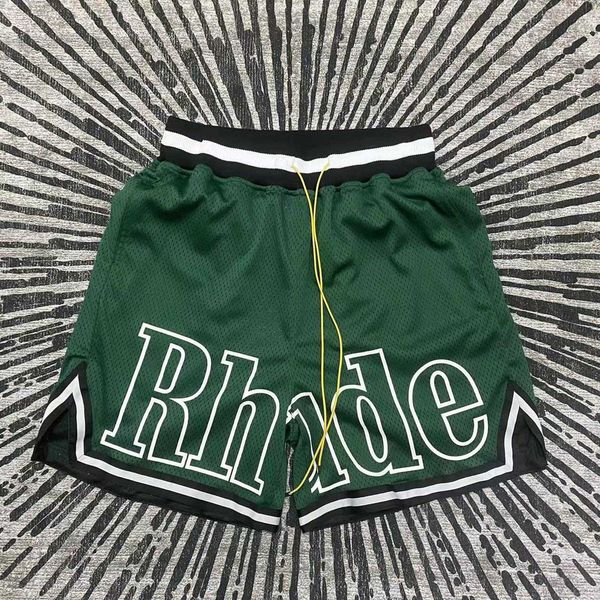 

men's pants rhlimited rhude high street college mesh split leather sports shorts drawstring casual, Black