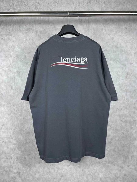 

plush t shirt designer luxury coats balciga correct version fashion rand paris quality b letter coke wave embroidery short sleeve tshirt for, Black