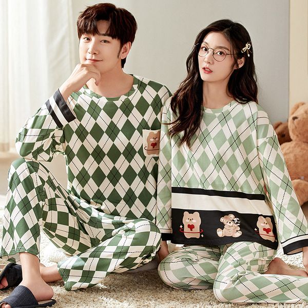 

women's sleepwear autumn winter couple pyjamas cotton pj pajamas set women cartoon sleepwear pajama sets pijamas mujer girl pyjamas hom, Black;red