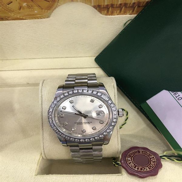 

with original box luxury watches 118346 platinum diamond bezel box & papers automatic fashion brand men's watch w298v, Slivery;brown