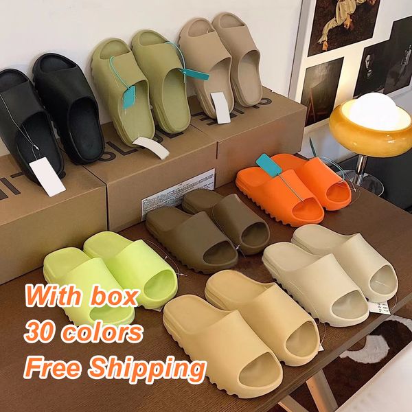 

2023 designer slippers men woman slider vermillion mineral blue onyx pure sandals slide slipper foam runner ochre bone resin clog desert ara, Black