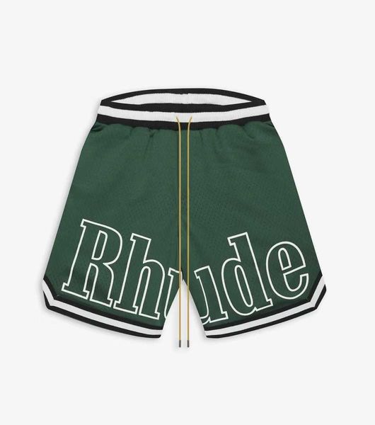 

men's shorts sogd rhude mesh printed ribbon panel sports beach drawcord basketball shorts, White;black