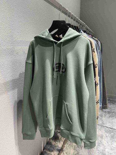 

plush t shirt designer luxury coats balciga b edition paris classic buckle bb print pullover hoodie loose terry men's women's autu, Black