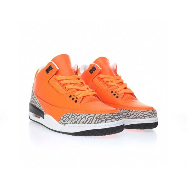 

basketball shoes jumpman 3 retro orange white cement grey og designer women sneakers with original box