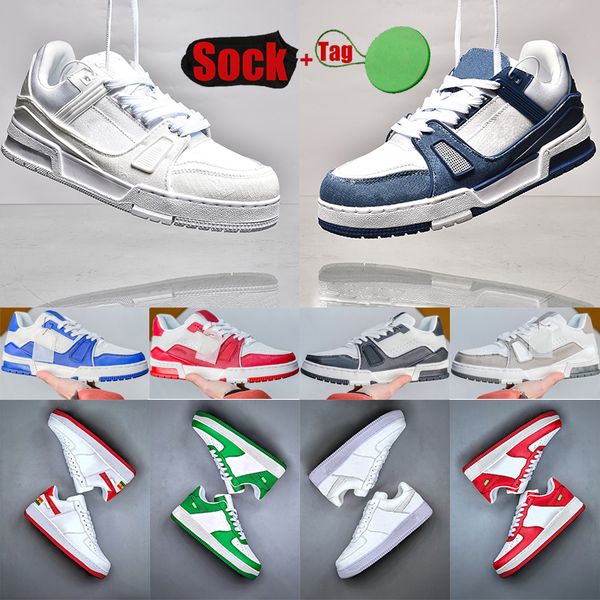

2023 designer luxury trainer casual shoes men women sneakers intage embossed bright white natural green grey cream black burgundy purple sne