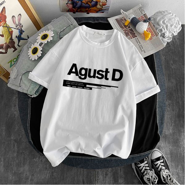 

womens tshirt korean version of kpop agust d printed tshirt d2 album yoongi shirt teen clothes cool 230321, White