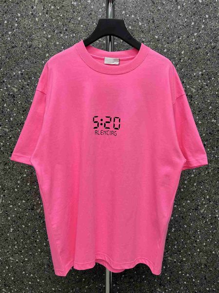 

plush t shirt designer luxury coats balciga version paris b digital clock washing stirfrying color shortsleeved luminous shoulder loose tshi, Black