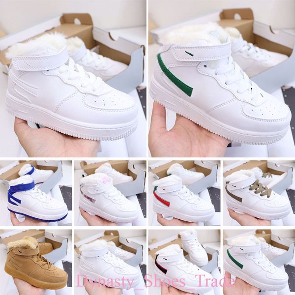

2023 fashion kids shoes force 1 boys girls shadow triple spruce pale ivory washed coral sapphire, Black