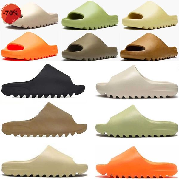 

foam 2022 slides slippers desert sand bone glow green enflame orange ochre resin soot vermillion mineral blue onyx pure sandals men woman, Black